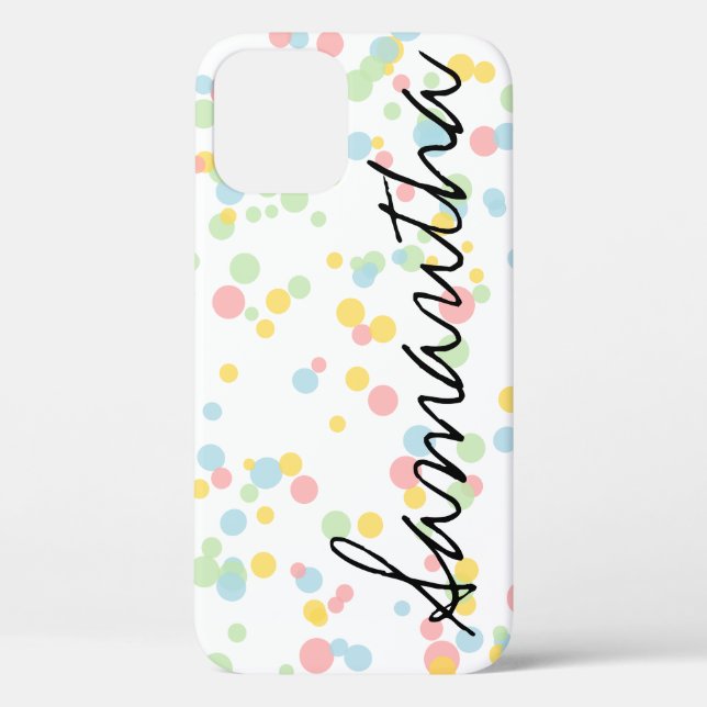 Personalised confetti dot pattern iPhone 12 case (Back)