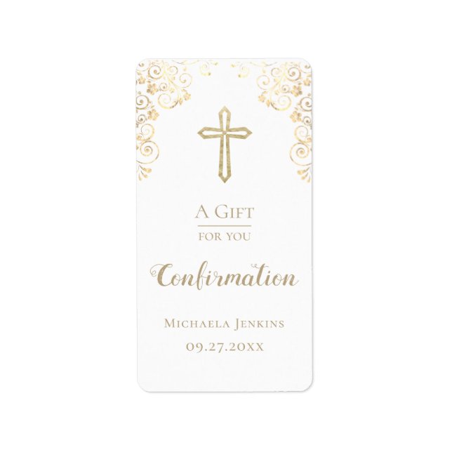 Personalised Confirmation Gold Hand Sanitizer  Label (Front)