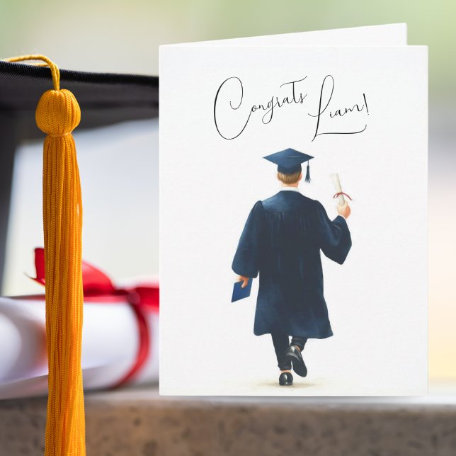 Personalised Congrats Graduation Man Card (Minimalist graduation card that you can personalize! )