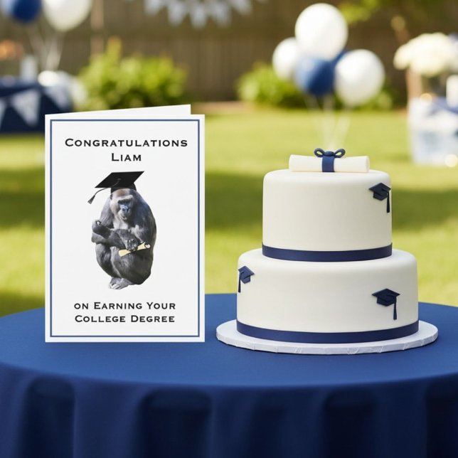 Personalised Congratulations Degree Funny Gorilla Card (Creator Uploaded)