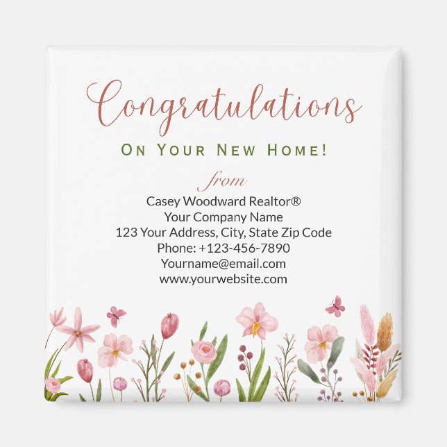 Personalised Congratulations Realtor Floral Magnet (Front)
