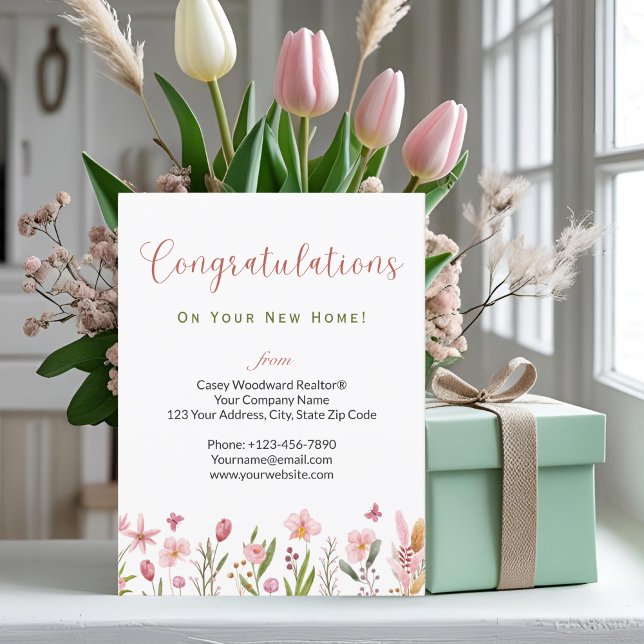 Personalised Congratulations Realtor Floral Postcard (Creator Uploaded)