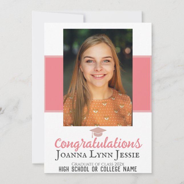 Personalised Congratulations script Graduate Photo Card (Front)