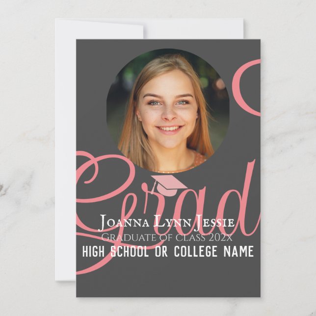 Personalised Congratulations script Graduate Photo Card (Front)