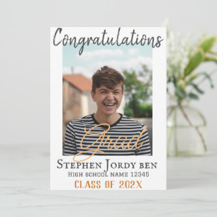 Personalised Congratulations script Graduate Photo Holiday Card