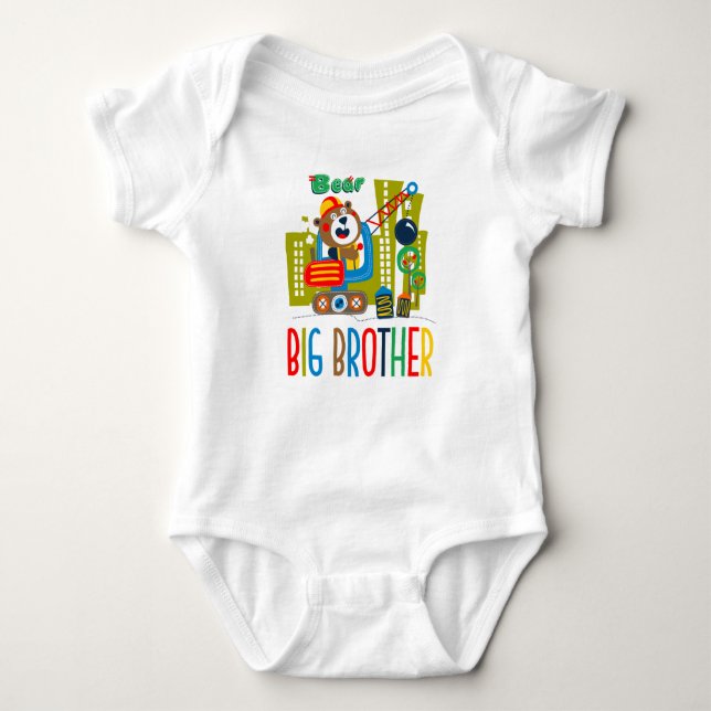 Personalised Construction Big Brother Baby Bodysuit (Front)