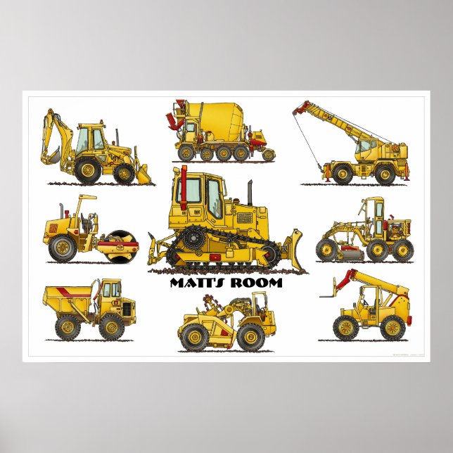 Personalised Construction Equipment Poster (Front)