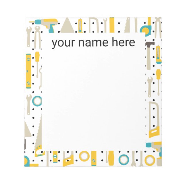 Personalised Construction Tools Notepad (Front)