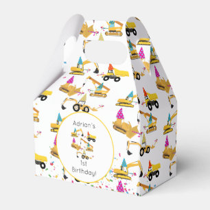 Personalised Construction Trucks Party Birthday Favour Box
