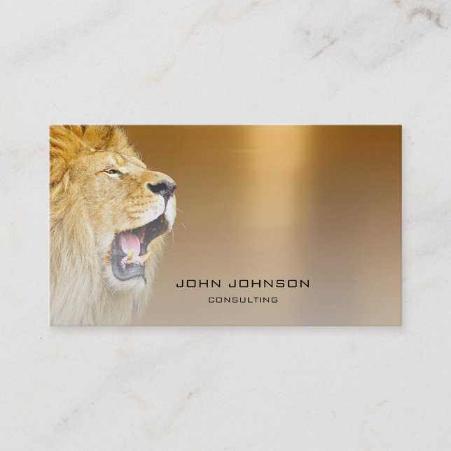 Personalised Consulting Lion Gold Metallic Steel Business Card (Front)