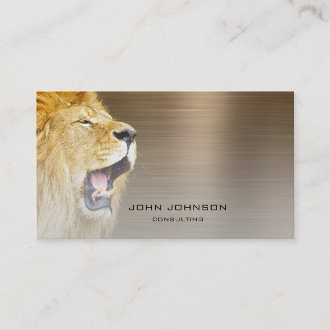 Personalised Consulting Lion Sepia Metallic Steel Business Card (Front)