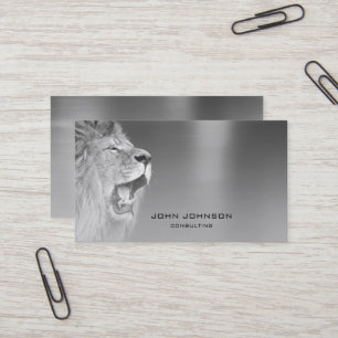 Personalised Consulting Lion Silver Metallic Steel Business Card
