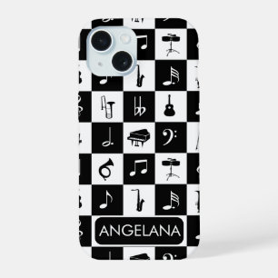Personalised contemporary music design iPhone 15 case