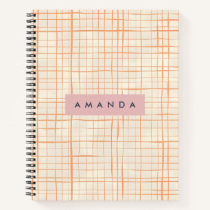 Personalised Contemporary Peach Line Art Notebook