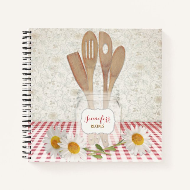 Personalised Cookbook for Recipes Red Chequered Notebook (Front)