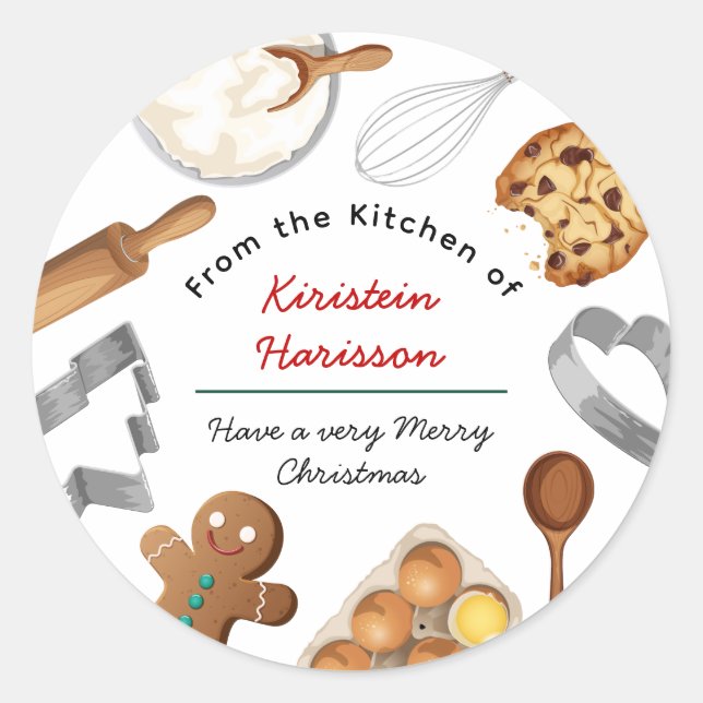 Personalised Cookie Baking Ingredients Classic Round Sticker (Front)