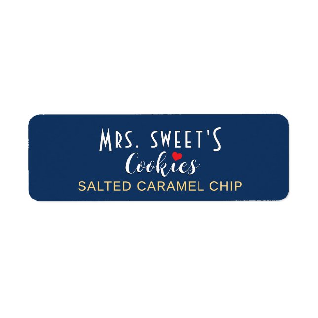 Personalised Cookie or Bakery Label with Heart (Front)