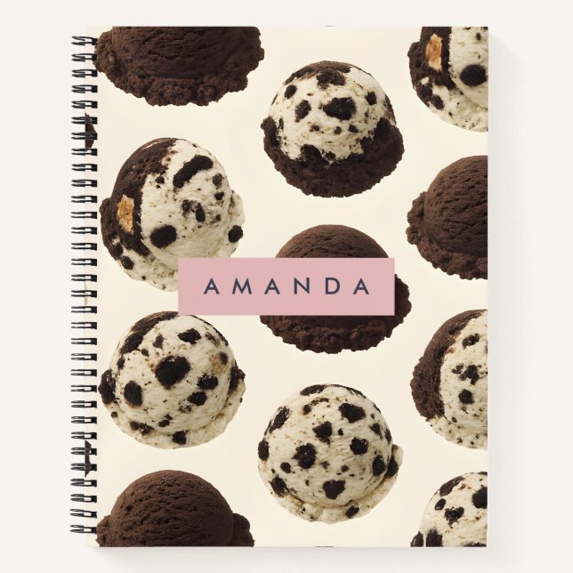 Personalised Cookies & Cream Ice Cream Pattern Notebook (Front)