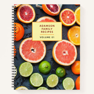 Personalised Cooking Book. Orange Citrus Recipe Notebook