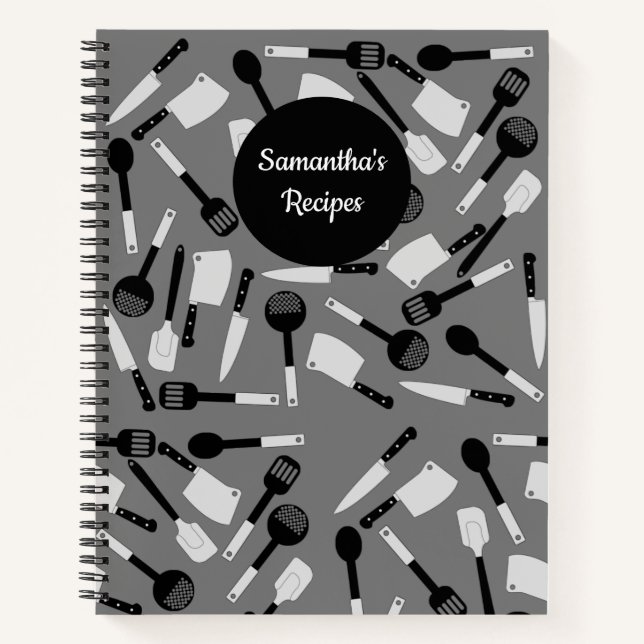 Personalised Cooking Utensils Pattern Notebook (Front)