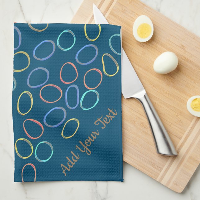 Personalised - Cool Abstract Pattern Cute Kitchen  Tea Towel (Quarter Fold)