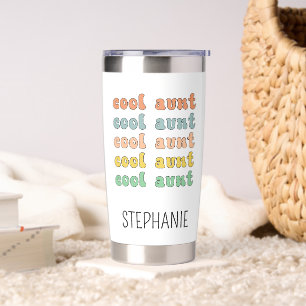 Personalised Cool Aunt Modern Retro Auntie Insulated Tumbler