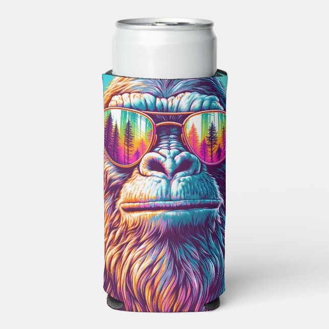 Personalised Cool Bigfoot in Hip Sunglasses Seltzer Can Cooler (Seltzer Front)