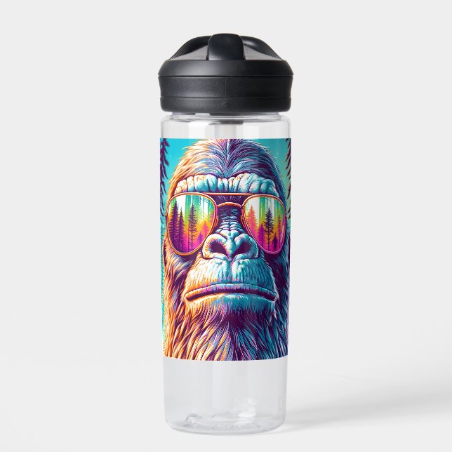 Personalised Cool Bigfoot in Hip Sunglasses Water Bottle (Front)