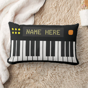 Personalised Cool Black Keyboard Music Lumbar Cushion