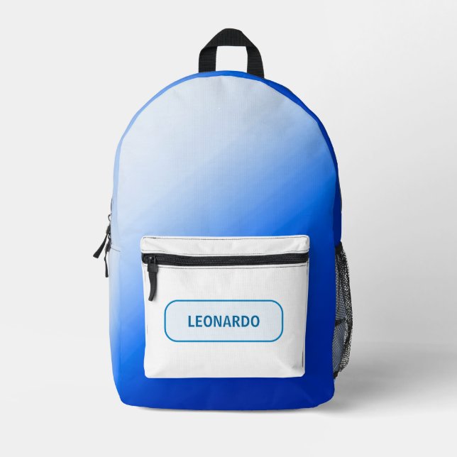 Personalised Cool Blue Lightning Structured Printed Backpack (Front)