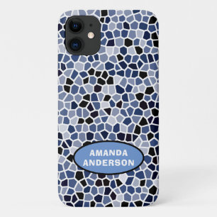 Personalised COOL Blue Stained Glass Pattern Case-Mate iPhone Case