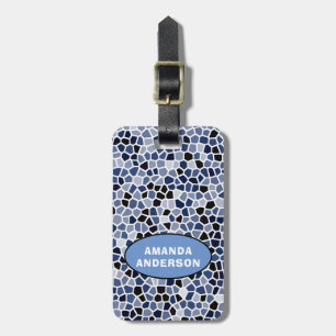 Personalised COOL Blue Stained Glass Pattern Luggage Tag