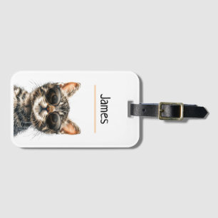 Personalised cool cat  luggage tag