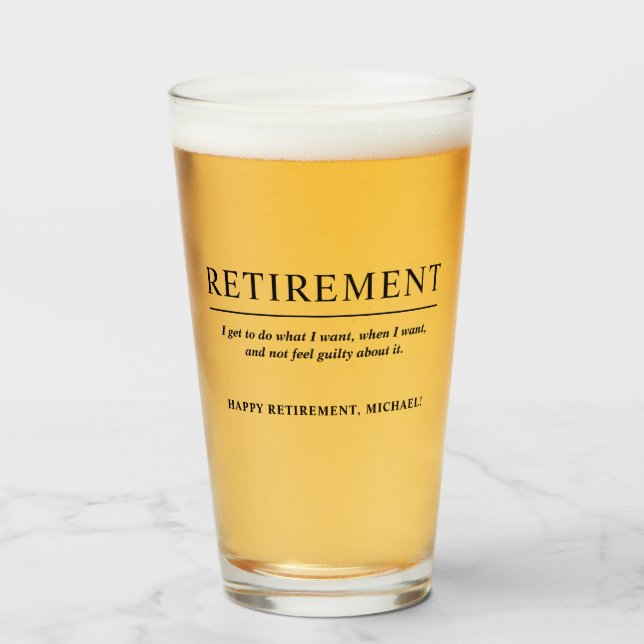Personalised Cool Custom Retirement Beer Glass (Front Filled)
