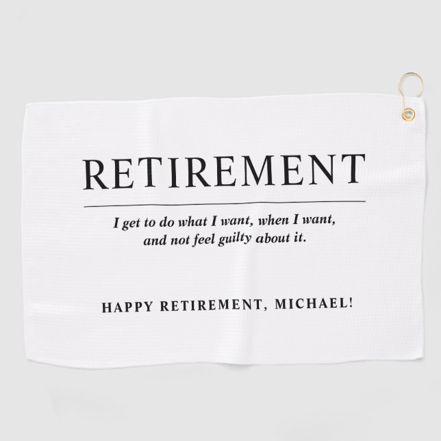 Personalised Cool Custom Retirement Golf Towel (Horizontal)