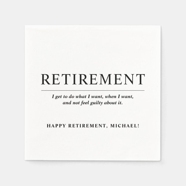 Personalised Cool Custom Retirement Party Napkin (Front)