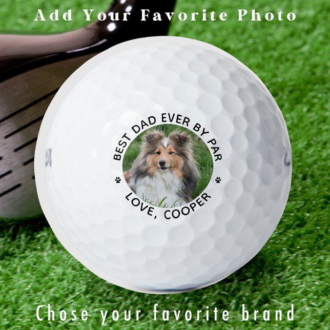 Personalised Cool Dog Photo Modern Golfer Dad Golf Balls (Creator Uploaded)