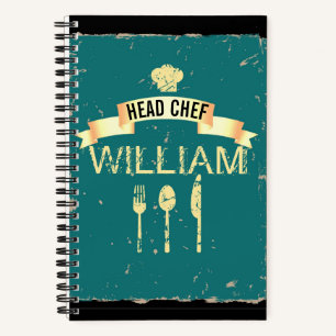Personalised cool Head Chef recipe book for men
