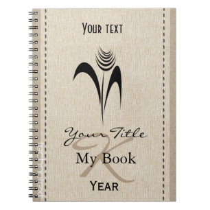 Personalised Cool Ink Art Linen Black Monogrammed Spiral Notebook