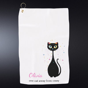 Personalised Cool Kitty Cat Modern Minimalist Golf Towel