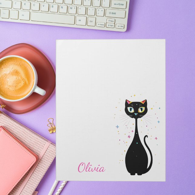 Personalised Cool Kitty Cat Modern Minimalist  Notepad (Creator Uploaded)