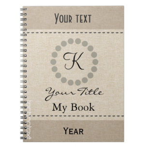 Personalised Cool Monogram Linen Look Spiral Notebook