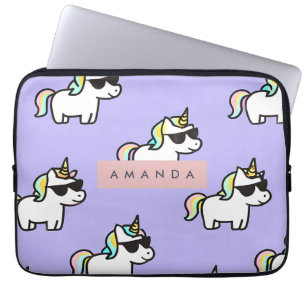 Personalised Cool Rainbow Unicorn Pattern Laptop Sleeve