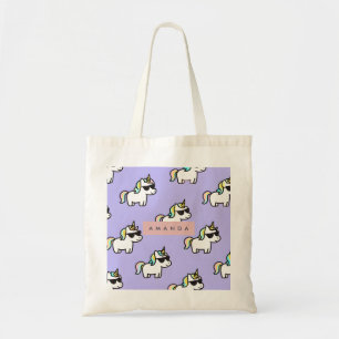 Personalised Cool Rainbow Unicorn Pattern Tote Bag