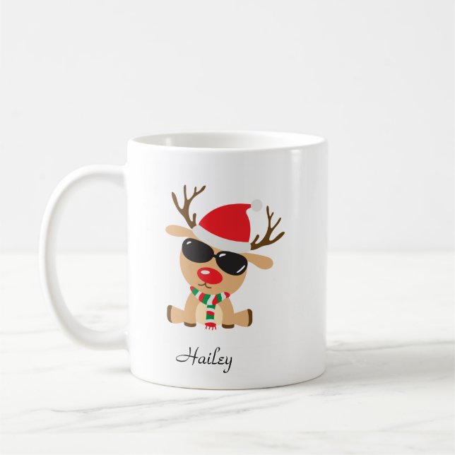 Personalised Cool Reindeer Mug (Left)