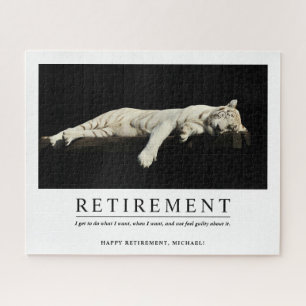 Personalised Cool Relaxing Tiger Custom Retirement Jigsaw Puzzle