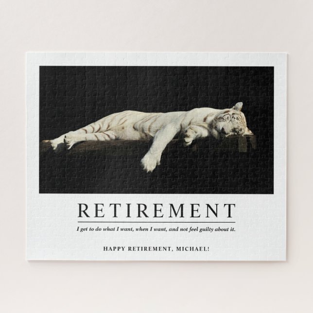 Personalised Cool Relaxing Tiger Custom Retirement Jigsaw Puzzle (Horizontal)