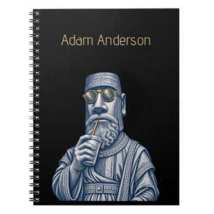 Personalised Cool Stone Man Vintage Art Notebook