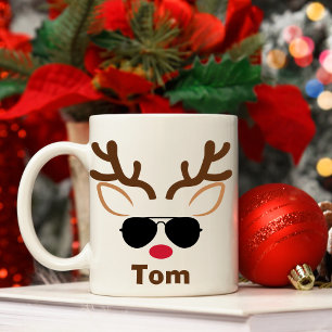 Personalised Cool Sunglass Reindeer Christmas Mug