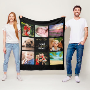 Personalised Cool Super Mum 8 Photo Collage Fleece Blanket